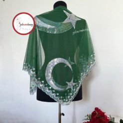 Gelincimherşey Ay Yıldız Pullu Yeşil Omuz Örtüsü Damat Duvağı