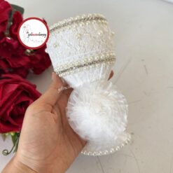 Gelincimherşey Kadife Kaplama Taş Güpür İnci Süslemeli Takı Töreni için İğnelik - EKRU