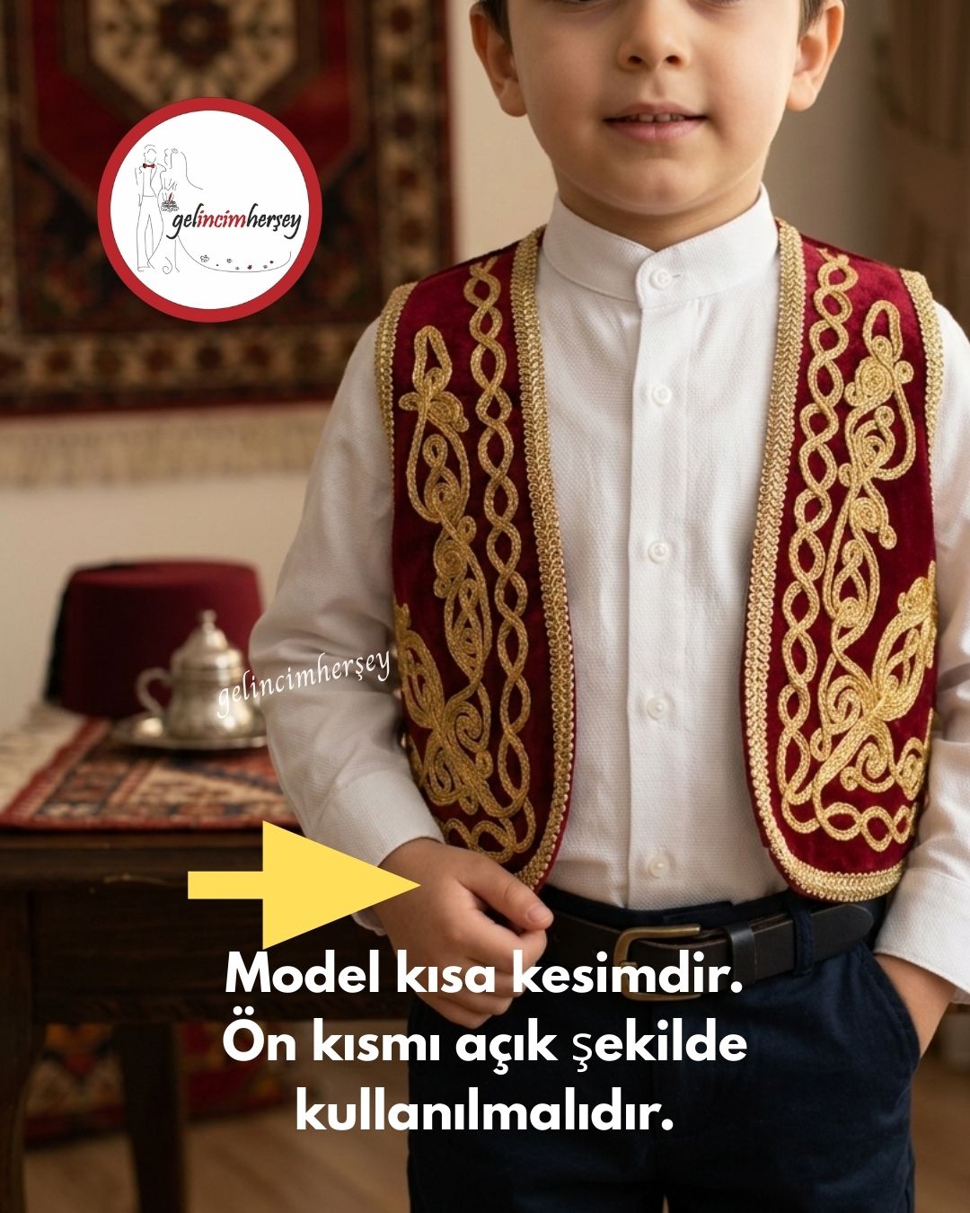 GelincimherşeyYöreselErkekÇocukYelekFesBordo