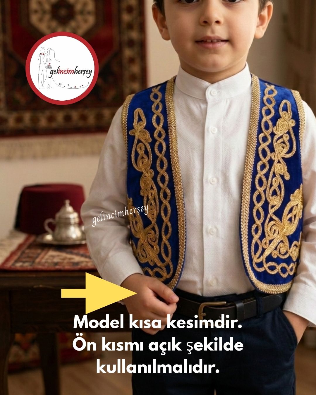 GelincimherşeyYöreselErkekÇocukYelekFesMavi