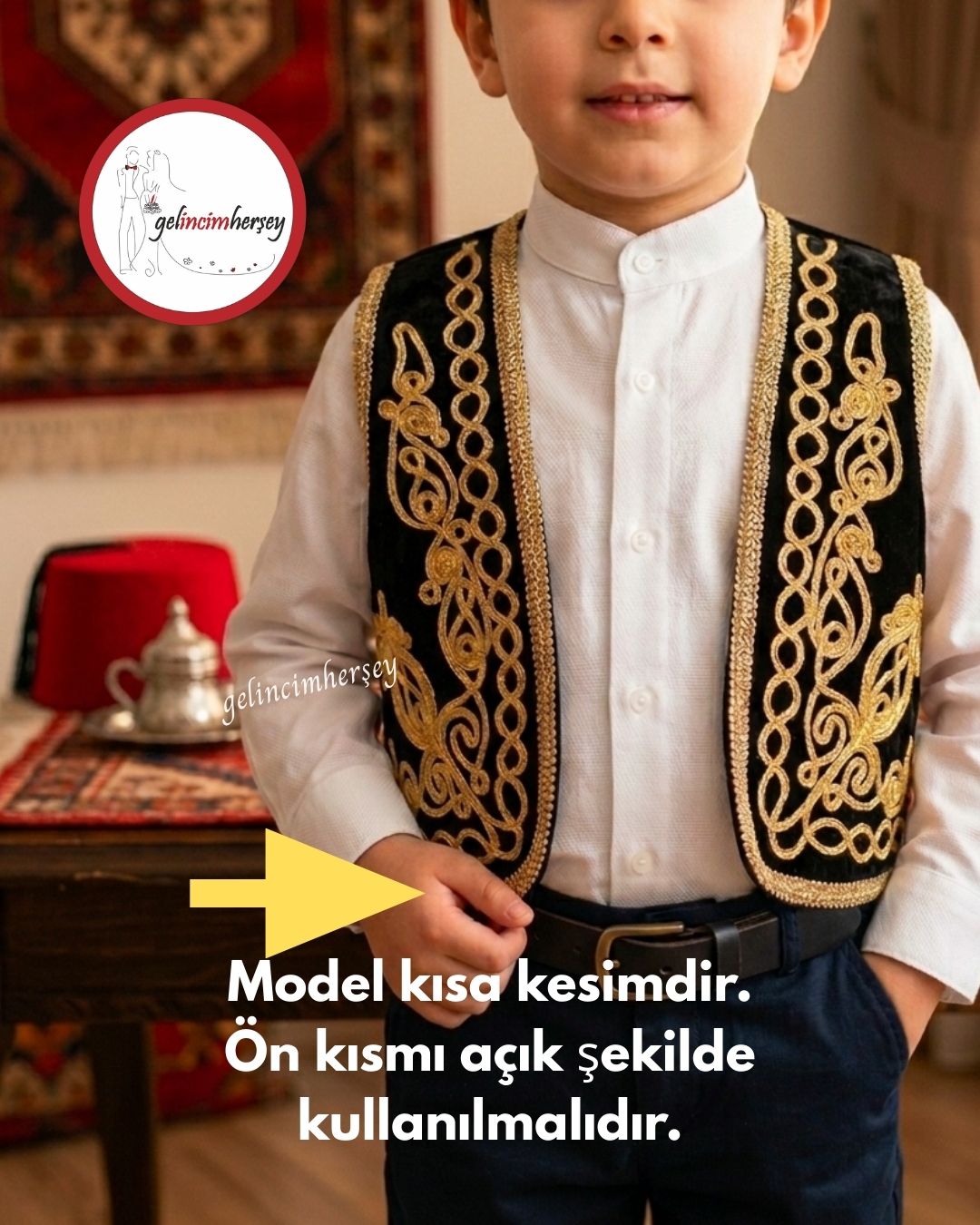 GelincimherşeyYöreselErkekÇocukYelekFesSiyah