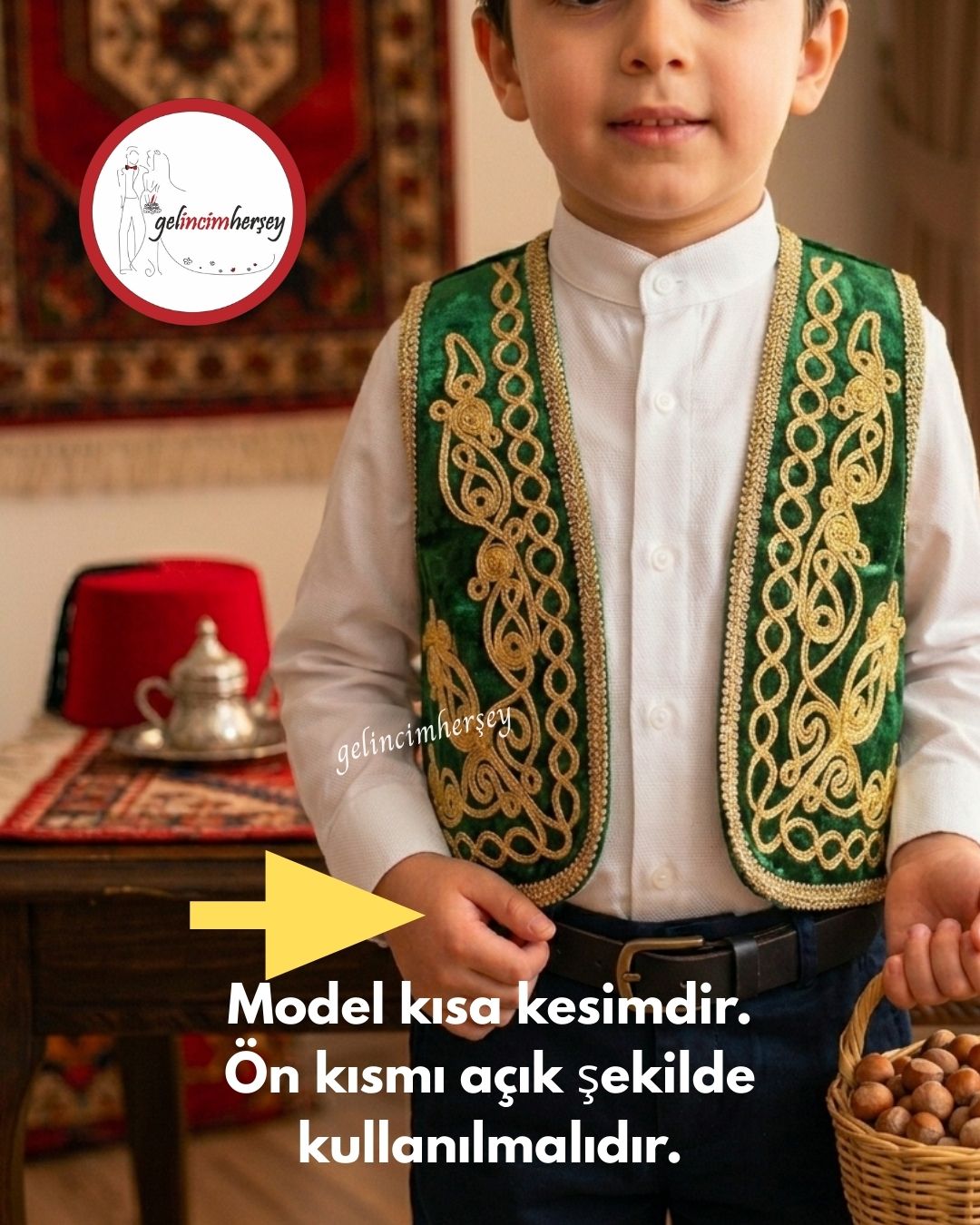 GelincimherşeyYöreselErkekÇocukYelekFesYeşil