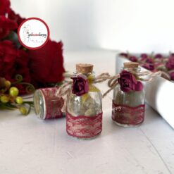 Gelincimherşey 40'lı Cam Şişe Çiçek Süslemeli Hediyelik Kına - BORDO