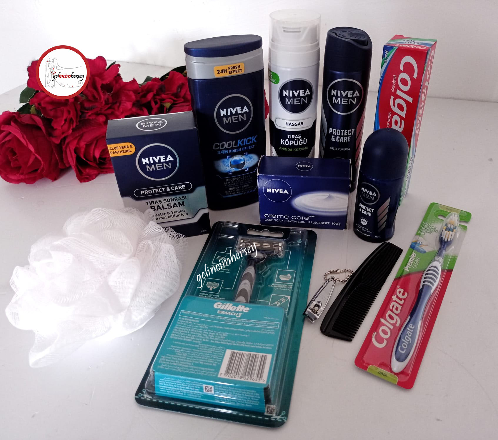 Gelincimherşey krem nivea kozmetik tıraş damat seti 2