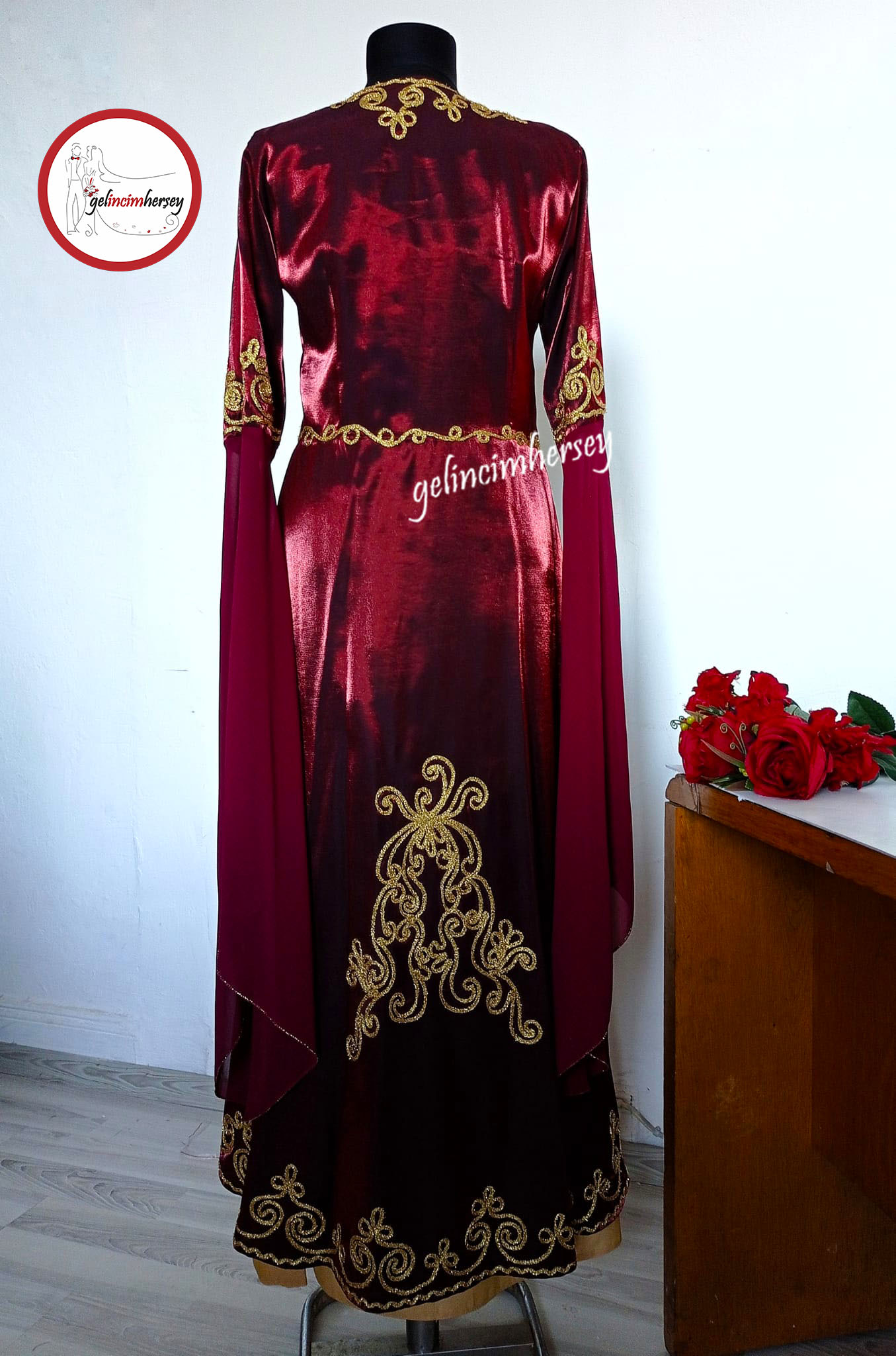 gelincimherşey kolu tüllü çerkez bordo.1