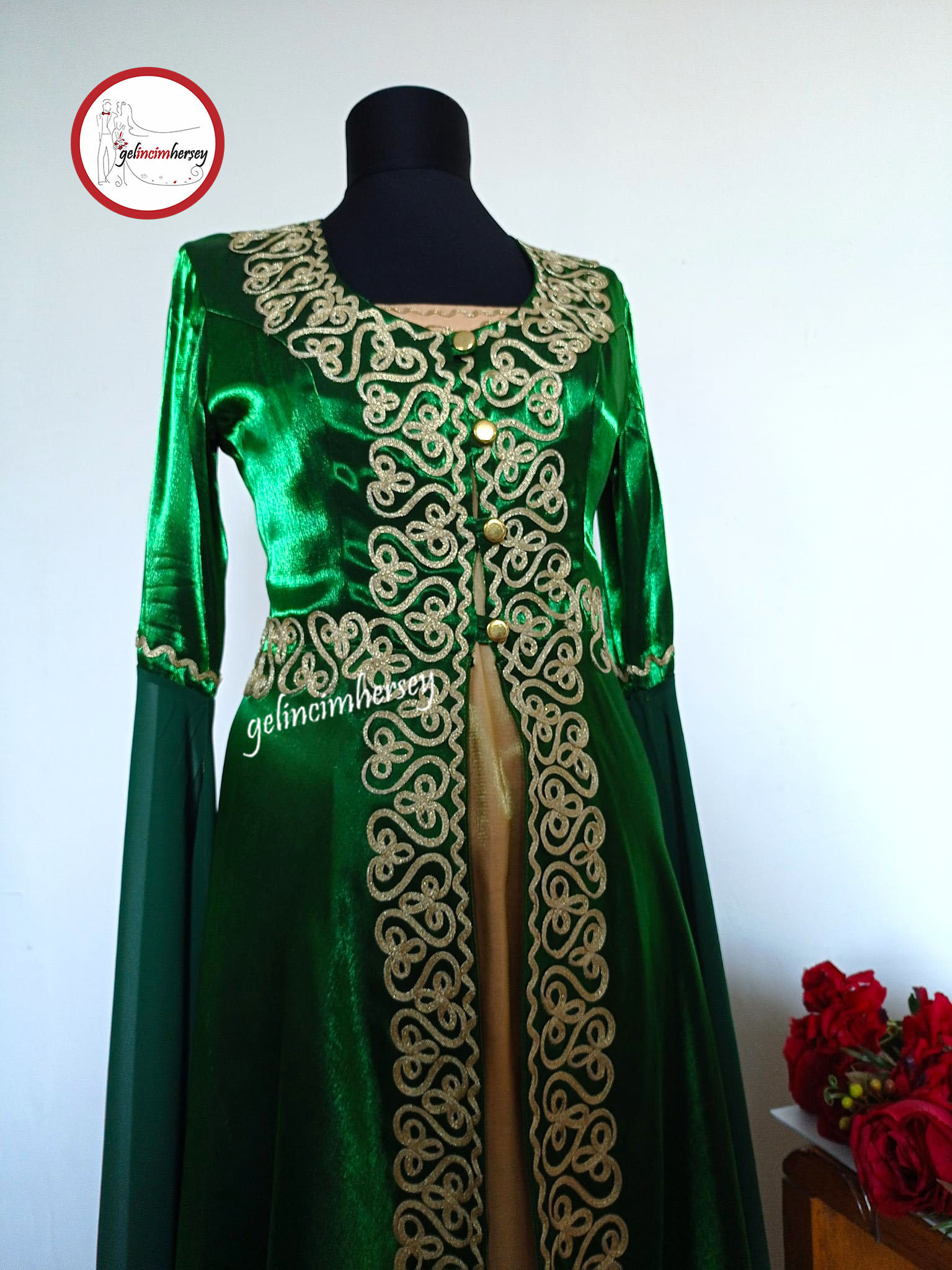 gelincimherşey kolu tüllü çerkez yeşil.