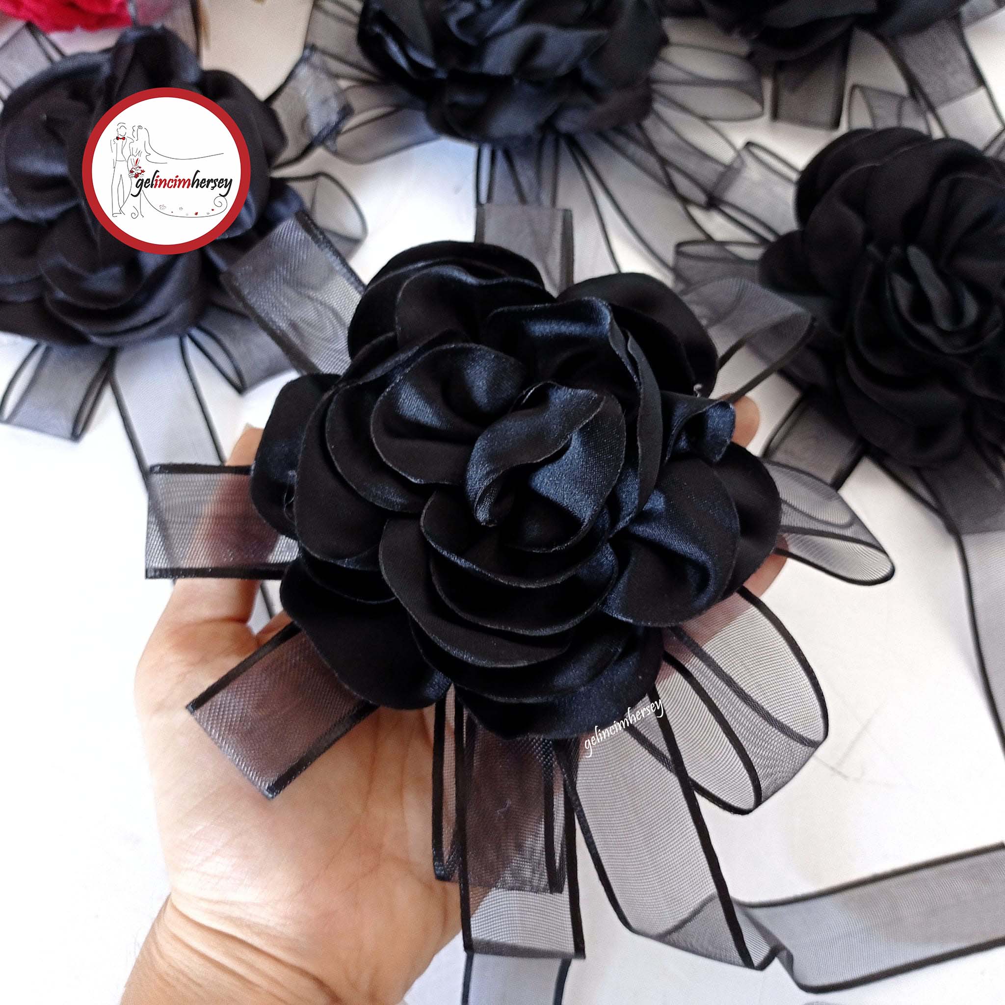 gelincimherşey 5 li bohça süsü siyah renk.