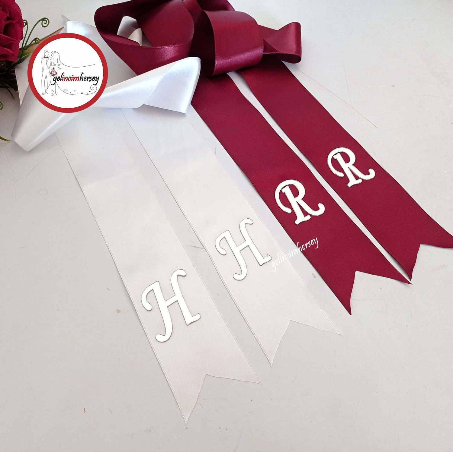 GelincimherşeyBordoEkruHarfliTakıKurdelesi