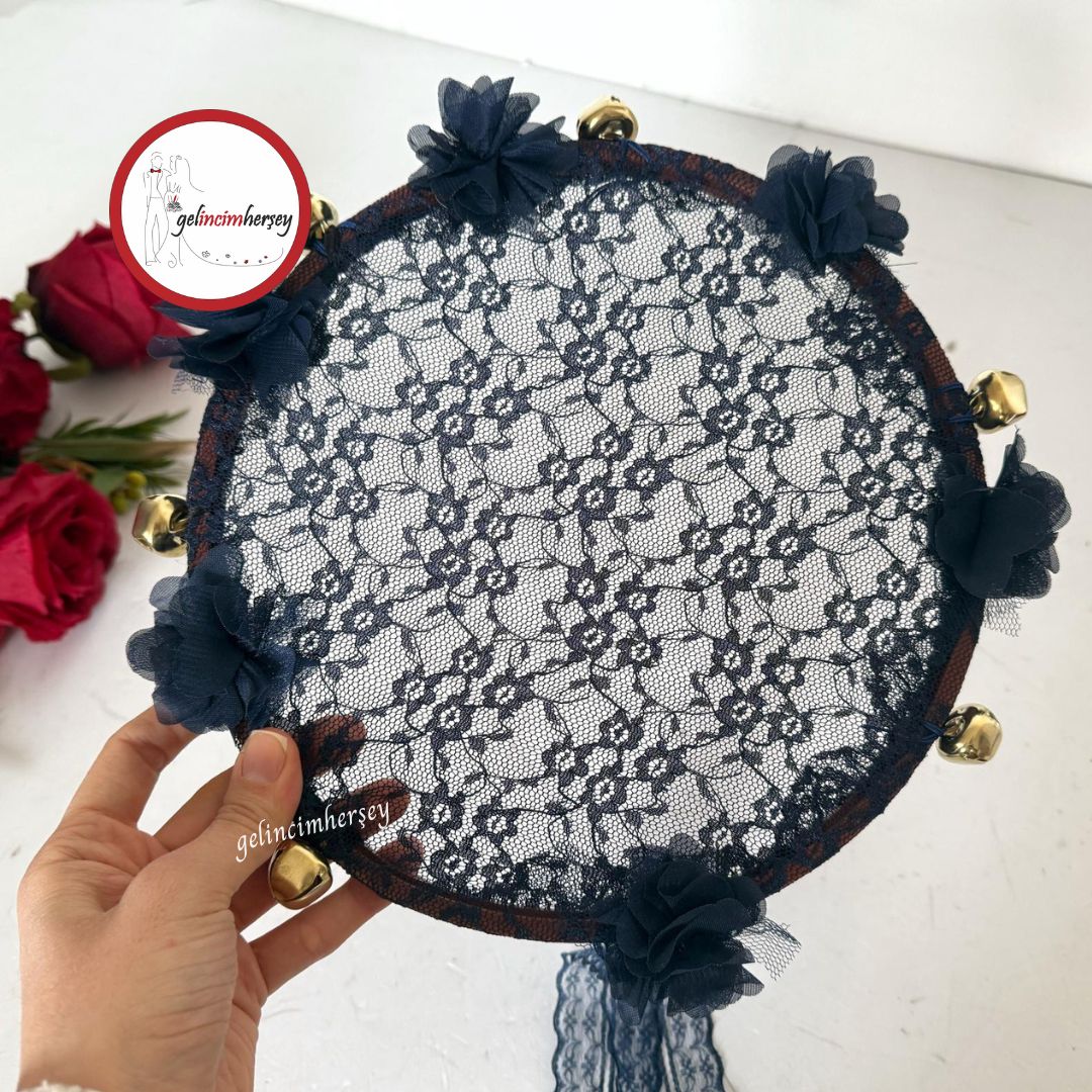 GelincimherşeyDantelliÇiçekSüslemeliKasnakTefLacivert