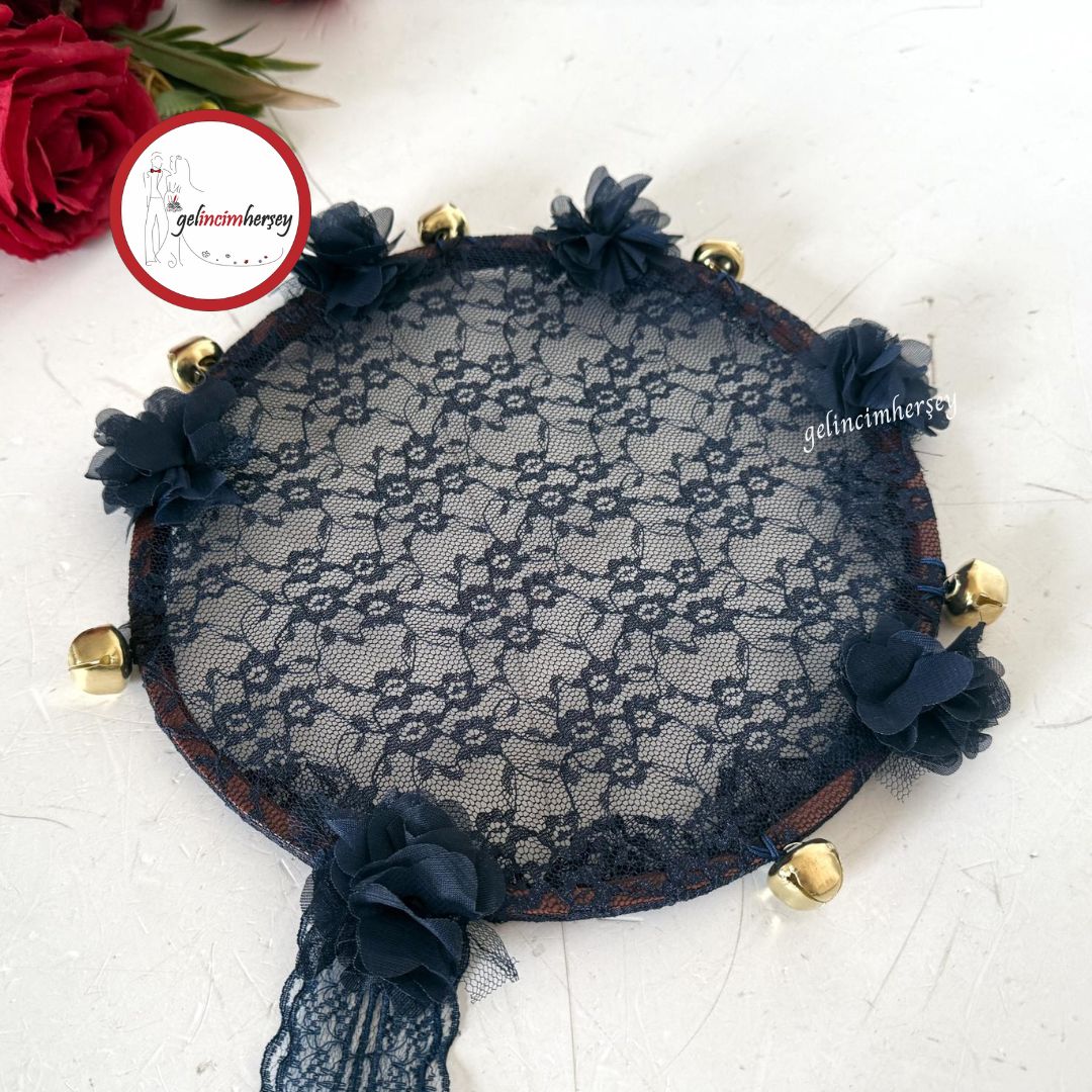 GelincimherşeyDantelliÇiçekSüslemeliKasnakTefLacivert1