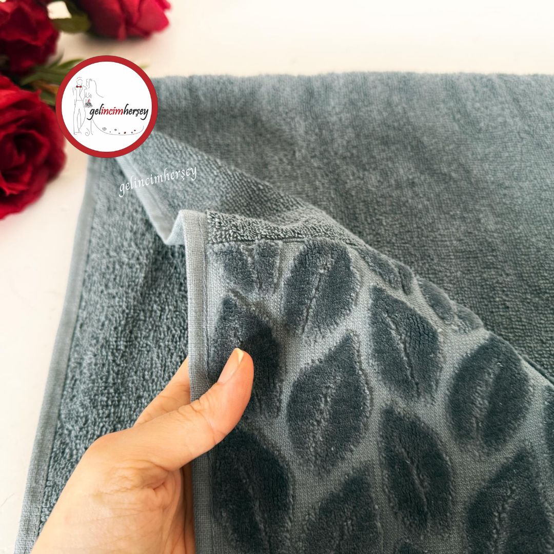 GelincimherşeyPamukluUcuKısmiKadifeDesenliBüyükBoyBanyoHavlusuİndigoMavi1