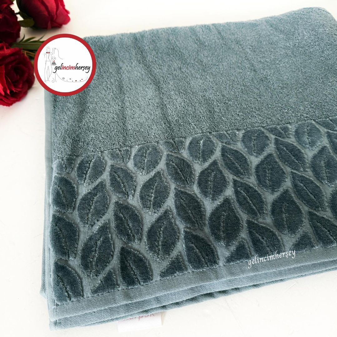 GelincimherşeyPamukluUcuKısmiKadifeDesenliBüyükBoyBanyoHavlusuİndigoMavi2