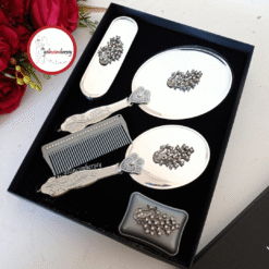 Gelincimherşey Söz Nişan Bohça için Hediyelik Çeyizlik Broşlu 5 Parça Ayna Tarak Seti