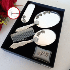 Gelincimherşey Söz Nişan Bohça için Hediyelik Çeyizlik Broşlu 5 Parça Ayna Tarak Seti