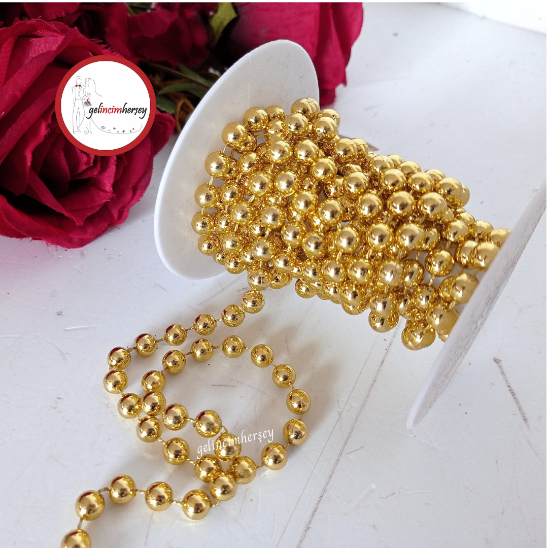 Gelincimherşey 8 mm 2,5 mt Makara Zincir Boncuk Altın 1 (1)