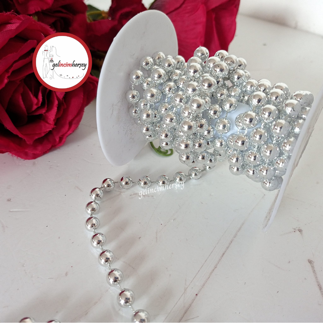 Gelincimherşey 8 mm 2,5 mt Makara Zincir Boncuk Gümüş