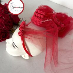 Gelincimherşey 10’lu Tüllü Çiçekli Nedime Tacı - KIRMIZI