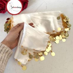 Gelincimherşey 10’lu Saten Kumaş Halay Mendili - BEYAZ-ALTIN