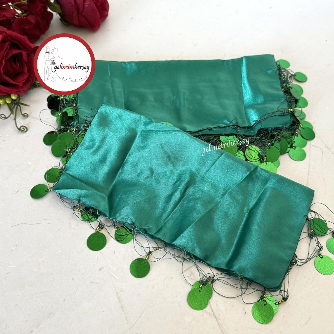 Gelincimherşey10’luPulPayetSüslemeliSatenHalayMendiliZümrütYeşil