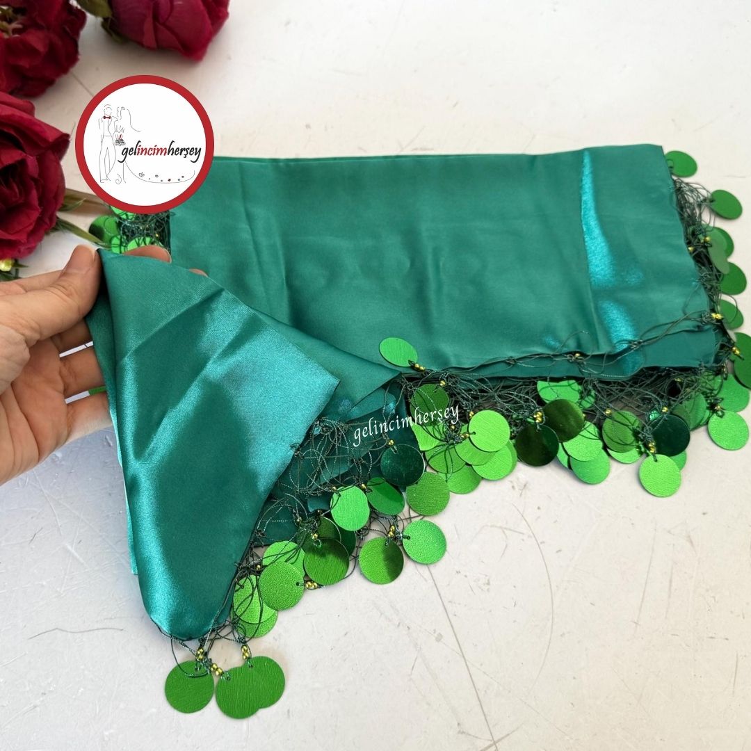 Gelincimherşey10’luPulPayetSüslemeliSatenHalayMendiliZümrütYeşil1