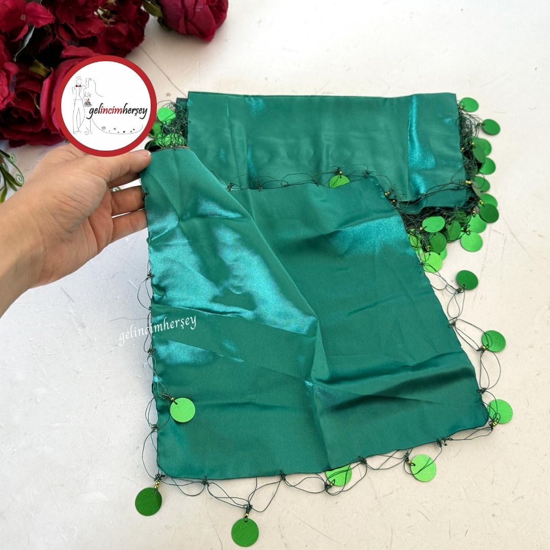 Gelincimherşey10’luPulPayetSüslemeliSatenHalayMendiliZümrütYeşil2