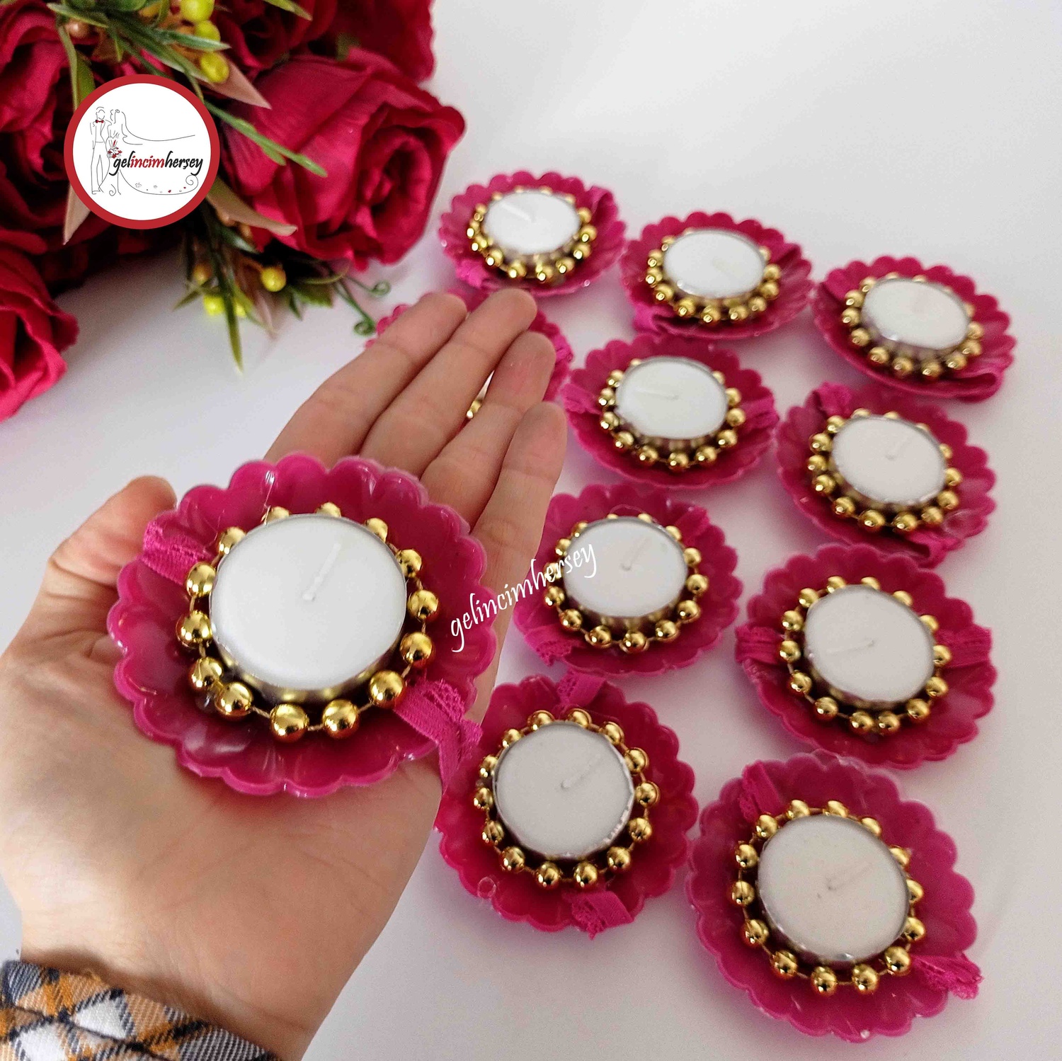 Gelincimherşey12liTabaklıElMumuFuşya1