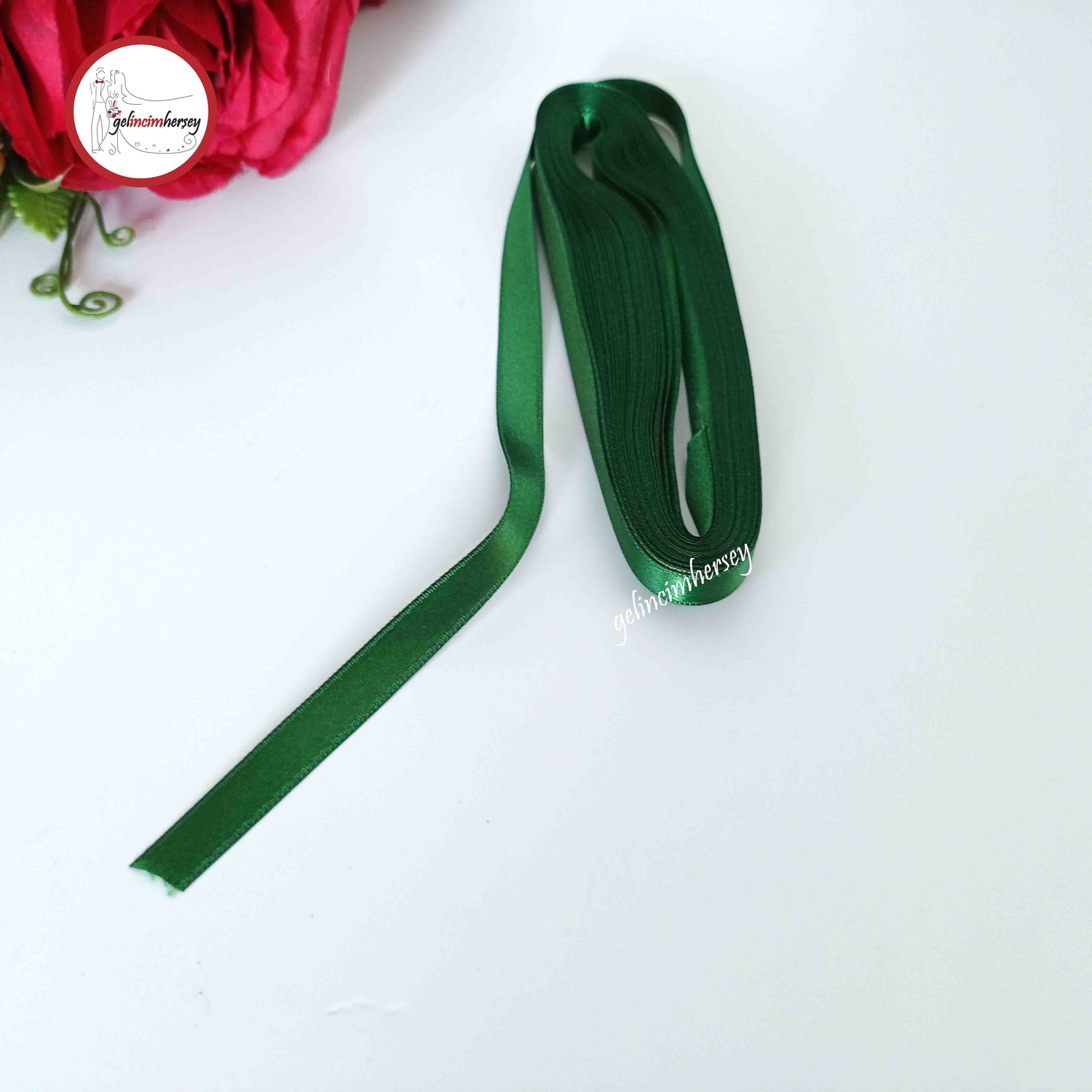 Gelincimherşey1cmSatenKurdeleZümrütYeşil