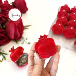 Gelincimherşey 20'li Taşlı Süet Kaplı Nar Şeklinde Plastik Kutu Hediyelik Kına