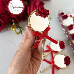 Gelincimherşey 25'li Çiçek Fiyonk Süslemeli Metal Hediyelik Ayna - KIRMIZI