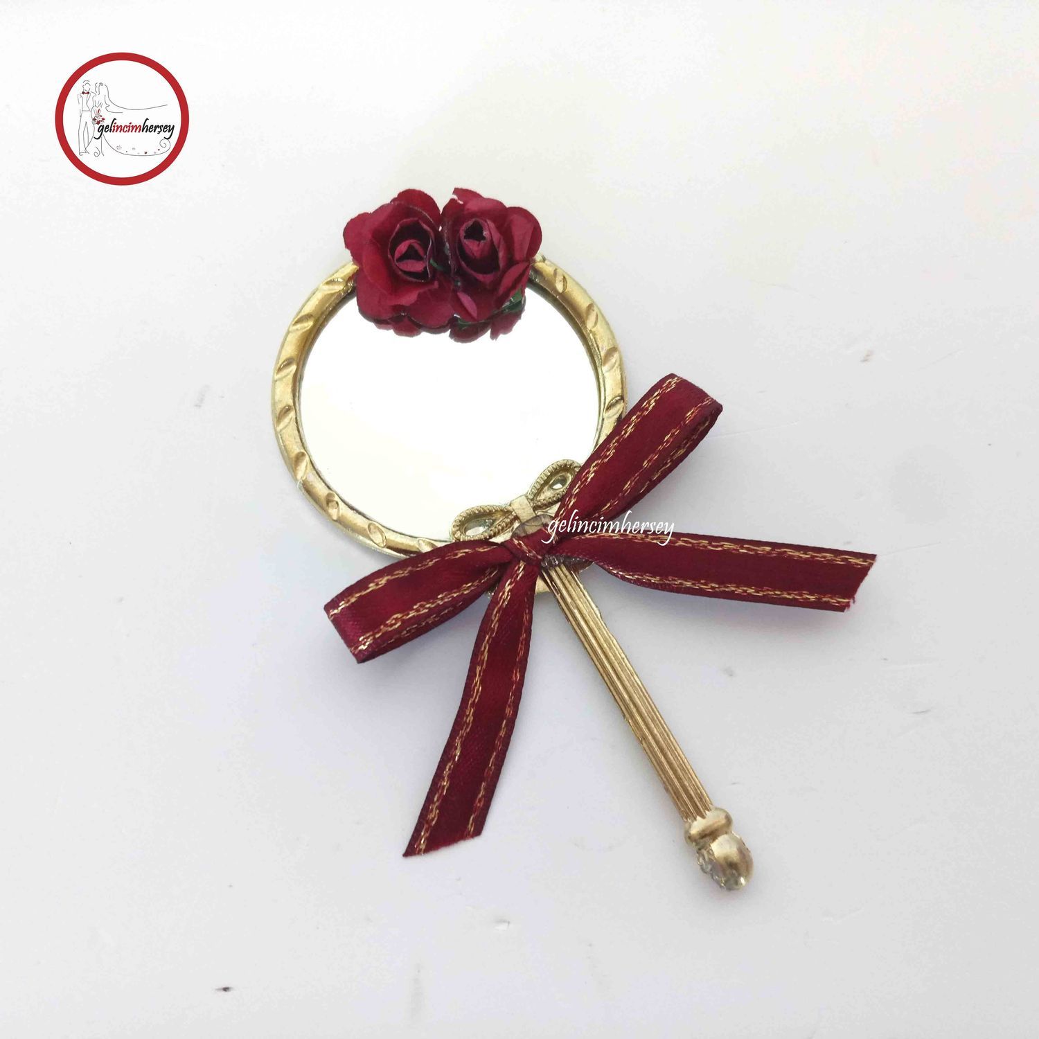 GelincimherseyCicekSuslemeliMetalHediyelikAynaBordo1