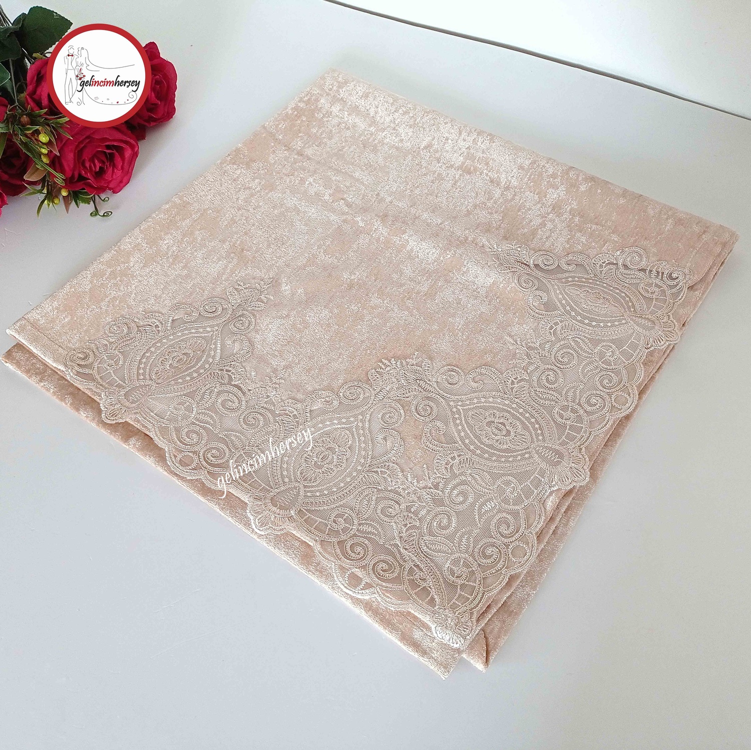 GelincimherşeyKadifeBohçaBej