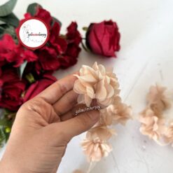 Gelincimherşey Kumaş Lazer Kesim Dekoratif Çiçek 30 Adet - BEJ