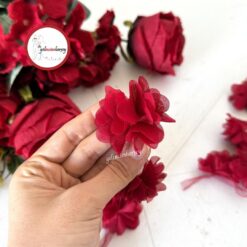 Gelincimherşey Kumaş Lazer Kesim Dekoratif Çiçek 30 Adet - BORDO