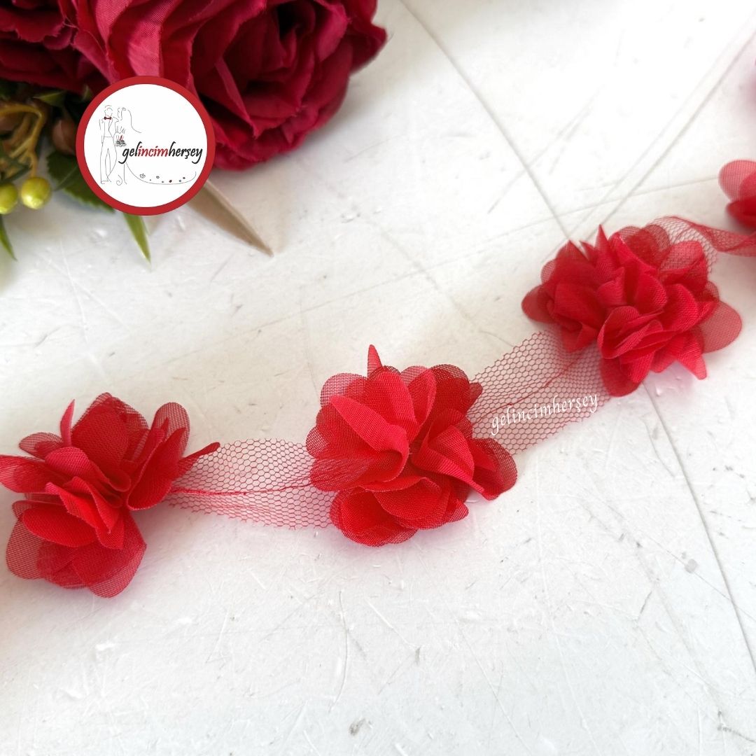 GelincimherşeyKumaşLazerKesimDekoratifÇiçek30AdetKırmızı