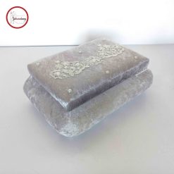 Gelincimherşey Kadife Kaplı Güpür ve İnci Süslemeli Makyaj Sandığı - GRİ