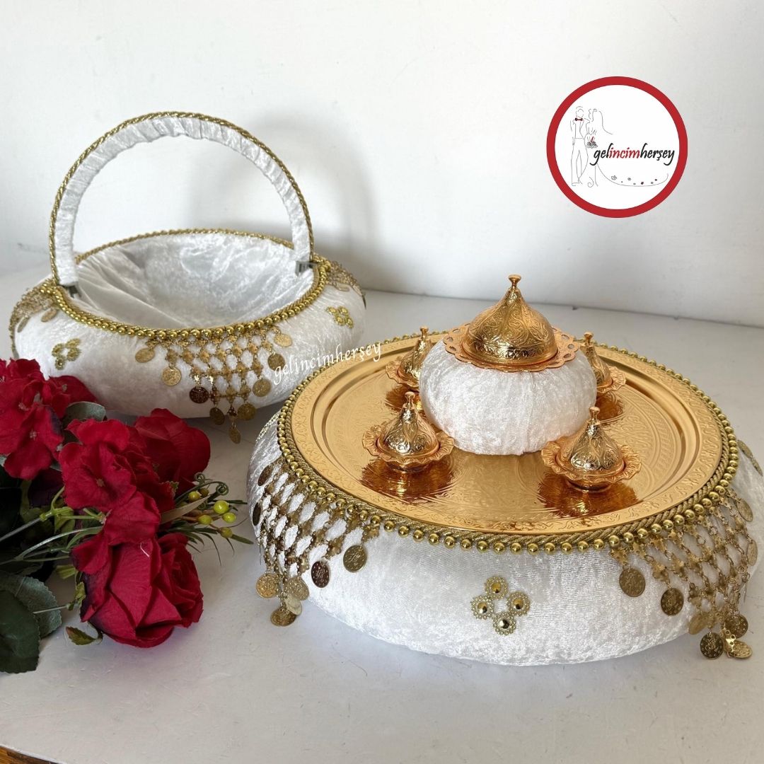 GelincimherşeyParalıKınaSepetiveKınaTepsisiEkru