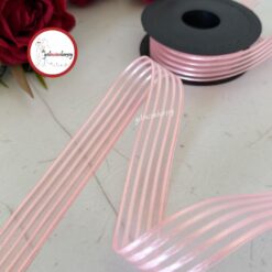 Gelincimherşey Süsleme için 4 mt Saten Çizgili Organze Kurdele (en 2.5 cm ) - PEMBE