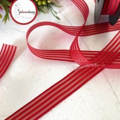 Gelincimherşey Süsleme için Saten Çizgili Organze Kurdele 2.5 cm 4 metre - KIRMIZI