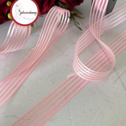 Gelincimherşey Süsleme için Saten Çizgili Organze Kurdele 2.5 cm 4 metre - PEMBE