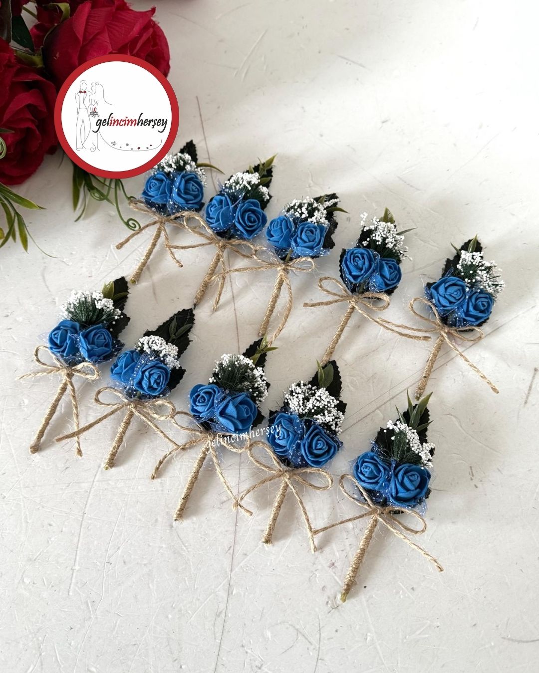 Gelincimherşey10'luLateksÇiçekliYakaÇiçeğiSaksMavi Gelincimherşey 10'lu Lateks Çiçekli Yaka Çiçeği Saks Mavi