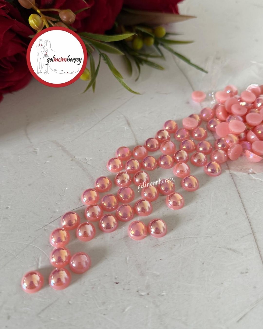 Gelincimherşey 25'li Yarım İnci 10 mm Sedefli Pembe