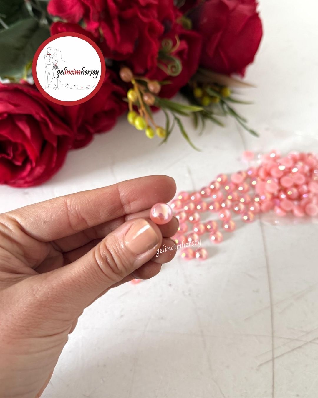 Gelincimherşey 25'li Yarım İnci 10 mm Sedefli Pembe