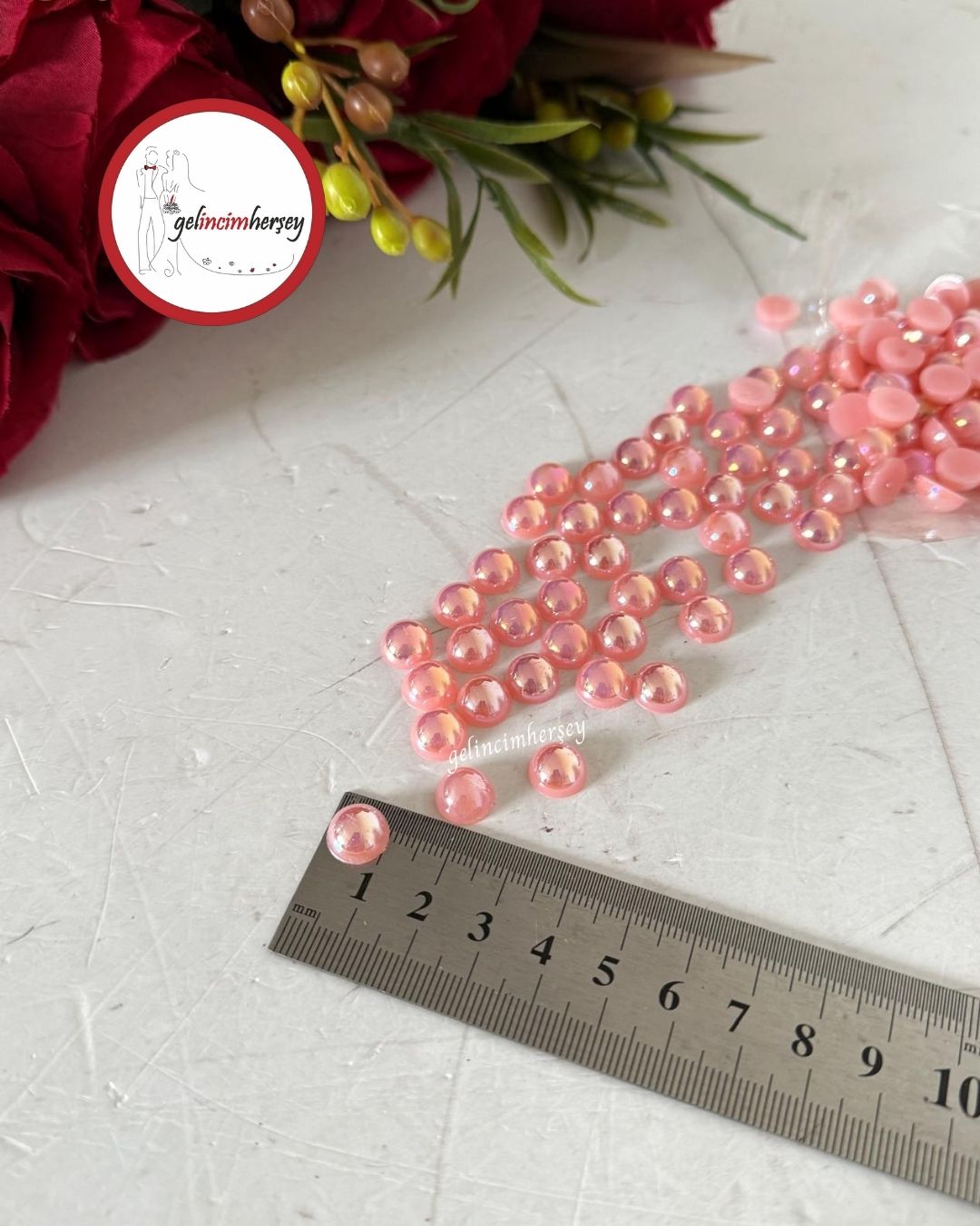 Gelincimherşey 25'li Yarım İnci 10 mm Sedefli Pembe