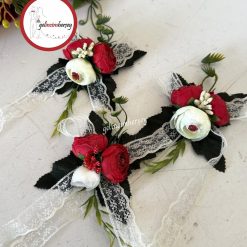 Gelincimherşey Çiçekli 3'lü Bohça Süsü - Kırmızı Krem