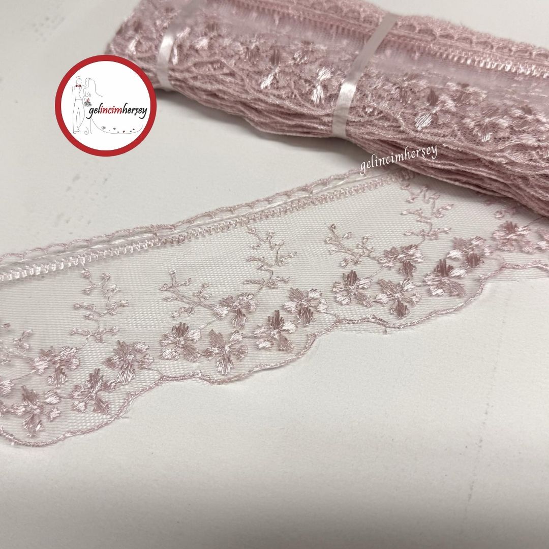 GelincimherşeyMinikÇiçekliDantelTülGüpürPudraPembe
