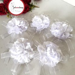 Gelincimherşey Saten Dekoratif Çiçekli Bohça Süsü - BEYAZ