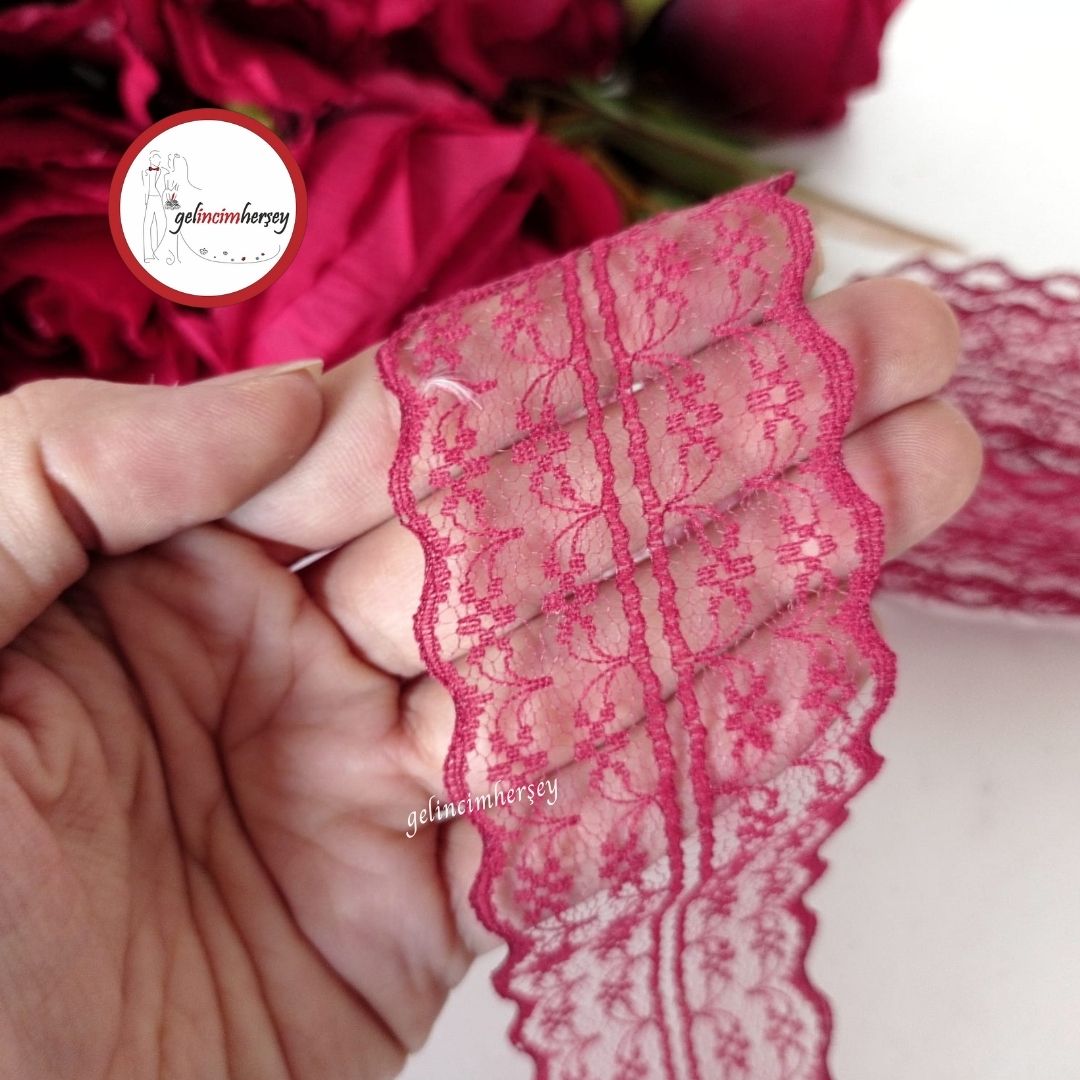 GelincimherşeyPolyesterÇiftSıraDantelBordo