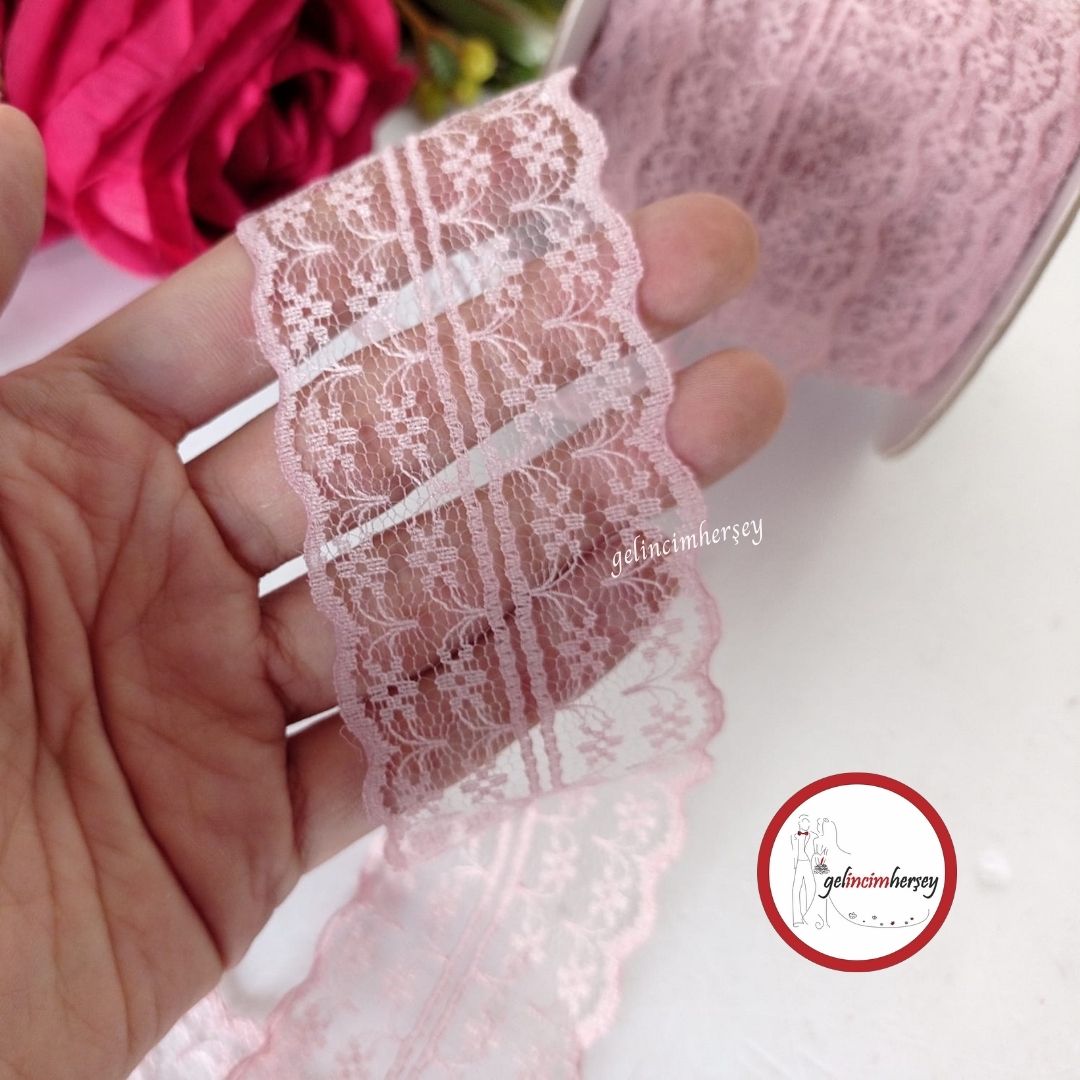 GelincimherşeyPolyesterÇiftSıraDantelPudra