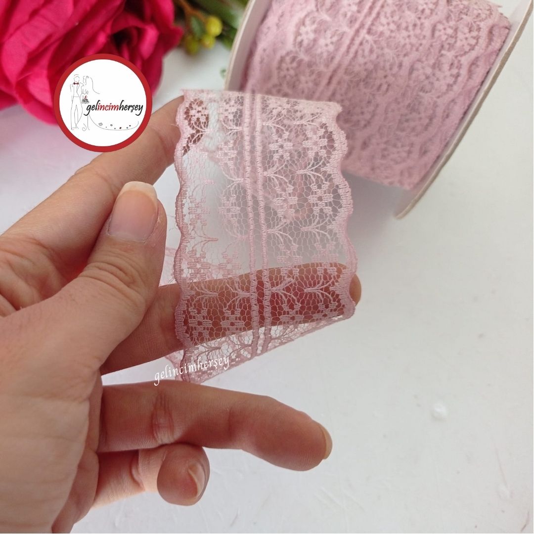 GelincimherşeyPolyesterÇiftSıraDantelPudra1