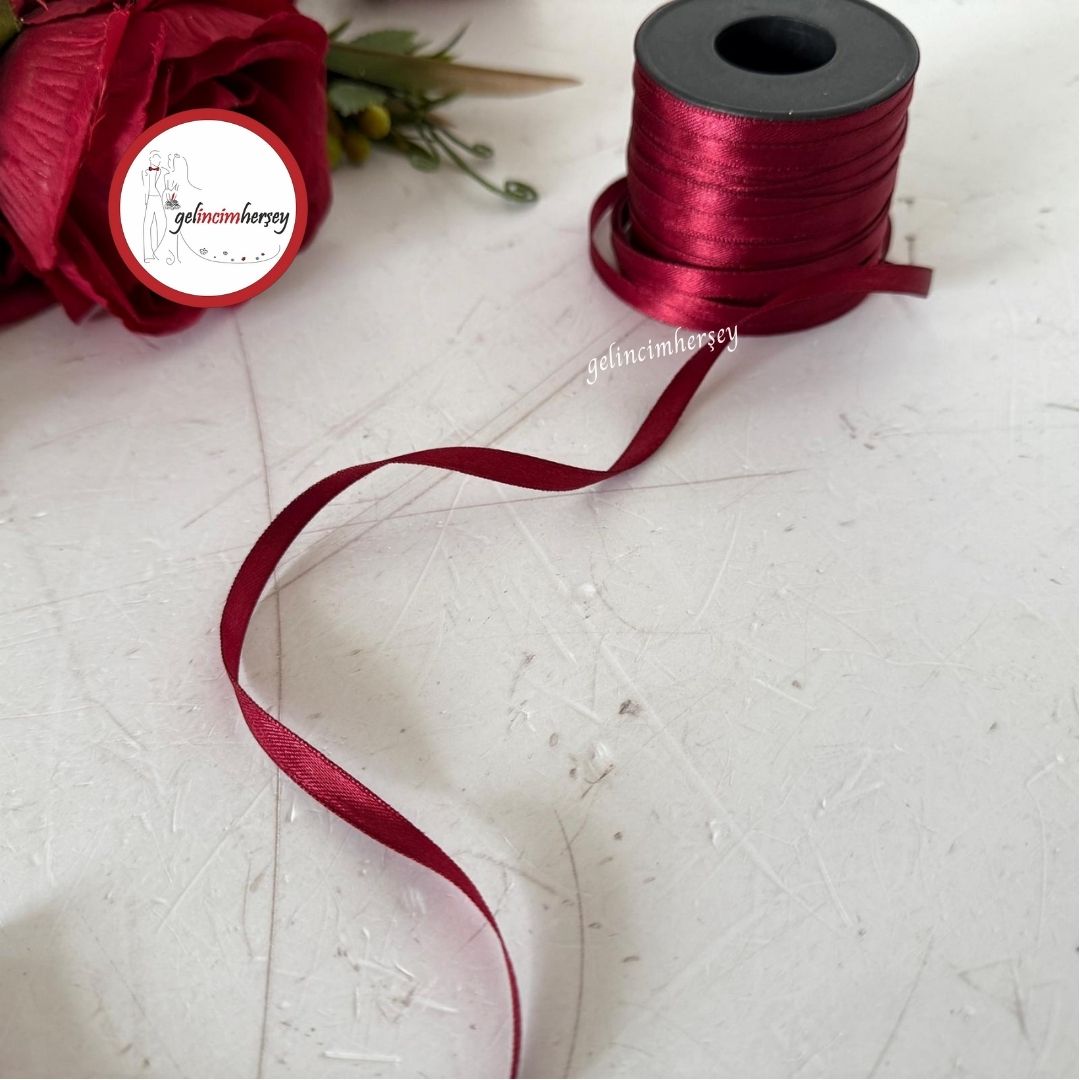 GelincimherşeySatenİnceKurdele6mm5mtBordo